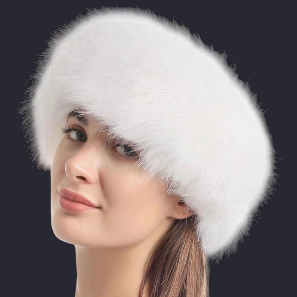 White Faux Fur Old Money Stretchy Headband/Earwarmer